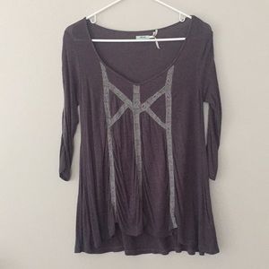 3/4 Sleeve Charcoal Grey Top Size XS